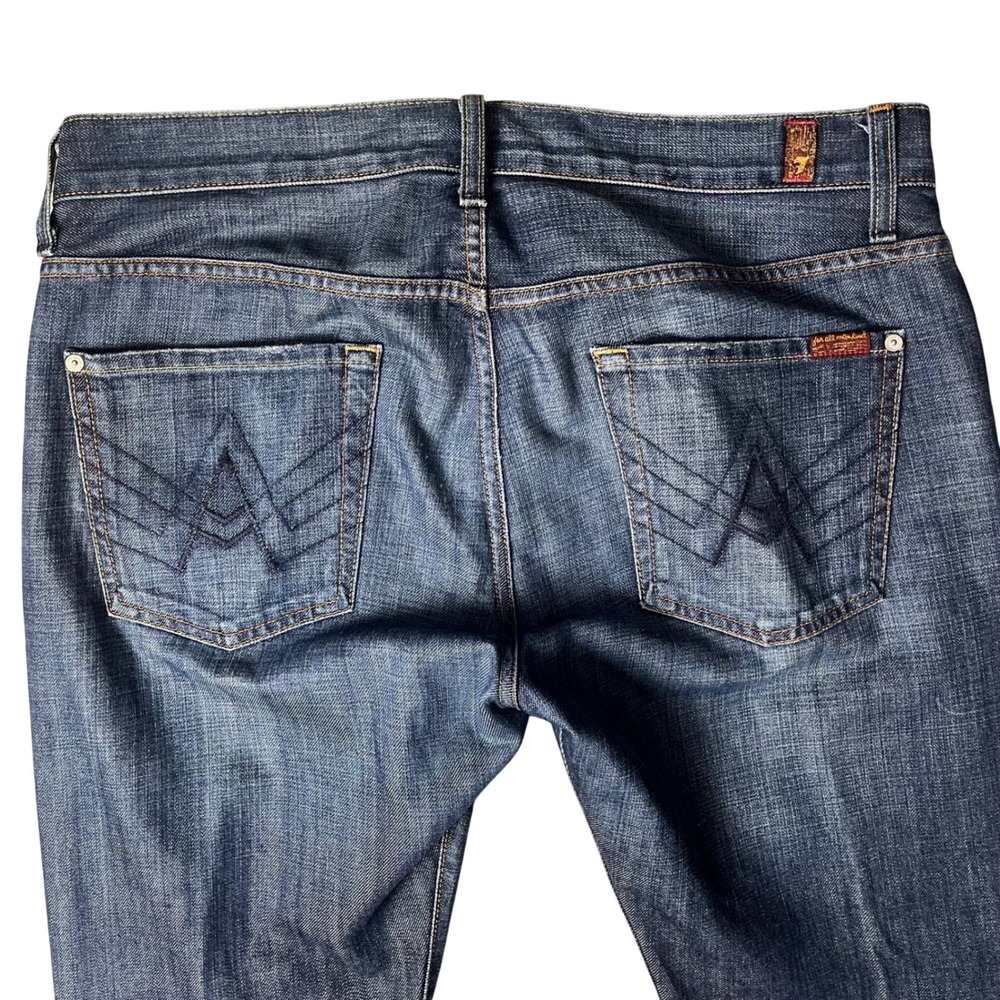 7 For All Mankind Brett Bootcut Jeans Mens 34 Blue A-Pocket Made in USA Denim - Picture 10 of 11